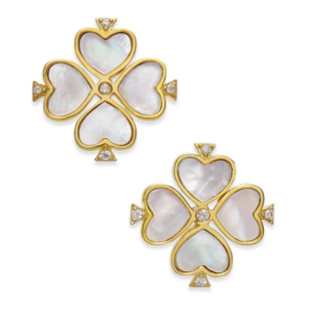 Kate Spade NY Mother of Pearl Clover Stud Earrings / NWT / MSRP $98